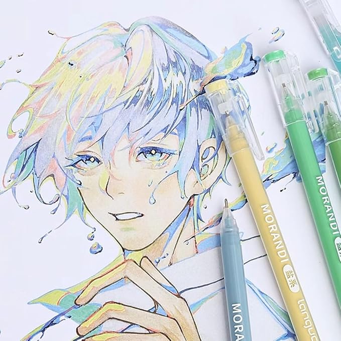 Gel Pens with Fine Point 0.6mm, 9 Colors Drawing Pencils for Adult Coloring Books Smooth Writing Pen Set for Journaling(Blue Style)
