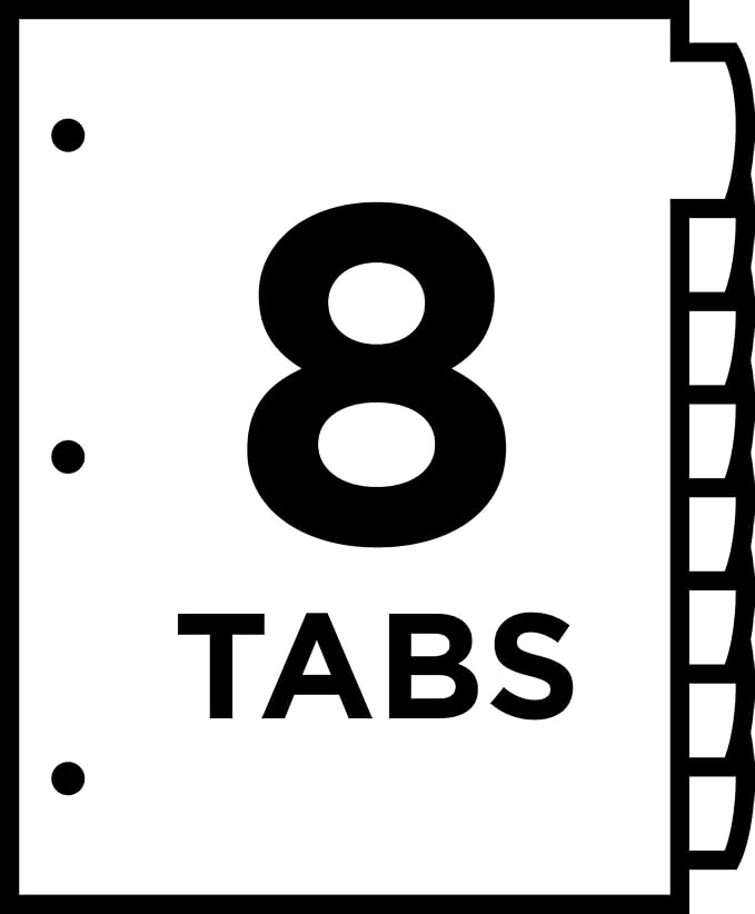 Avery Ultralast Big Tab Plastic Dividers for 3 Ring Binders, 8-Tab Sets, Multicolor with White Labels, 24 Sets, 192 Divider Tabs (24901)
