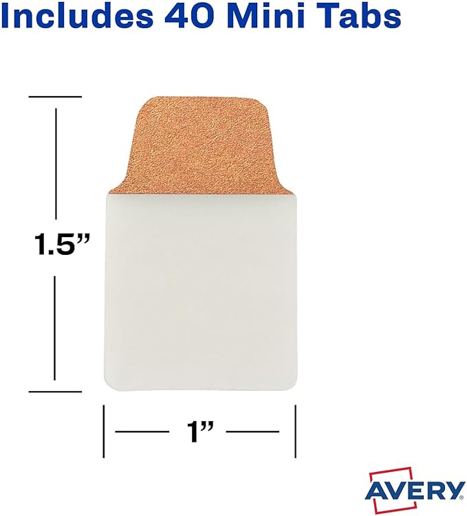 Avery 74785 Ultra Tabs Repositionable Tabs, 1 x 1.5, Assorted Metallic, 40/PK