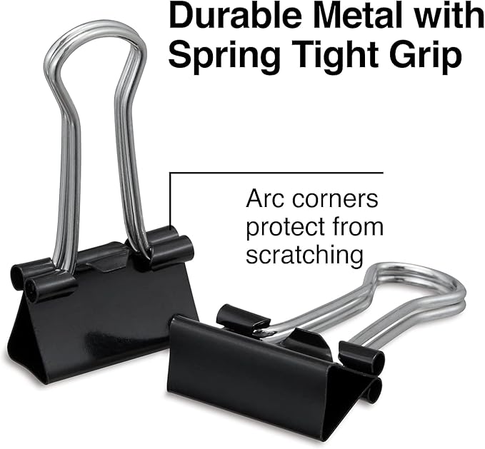 Staples Binder Paper Clips, 3/8 Inch Capacity, Small, 40-Pack, Black