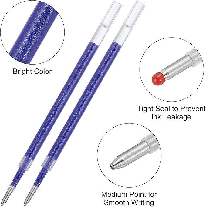 PATIKIL Gel Pen Refills, 24 Pcs 0.8mm Medium Point Glitter Coloring Gel Ink Pen Replace Refills for Retractable Click Pens Writing Drawing Doodling Office Study Classroom Supplies, Blue