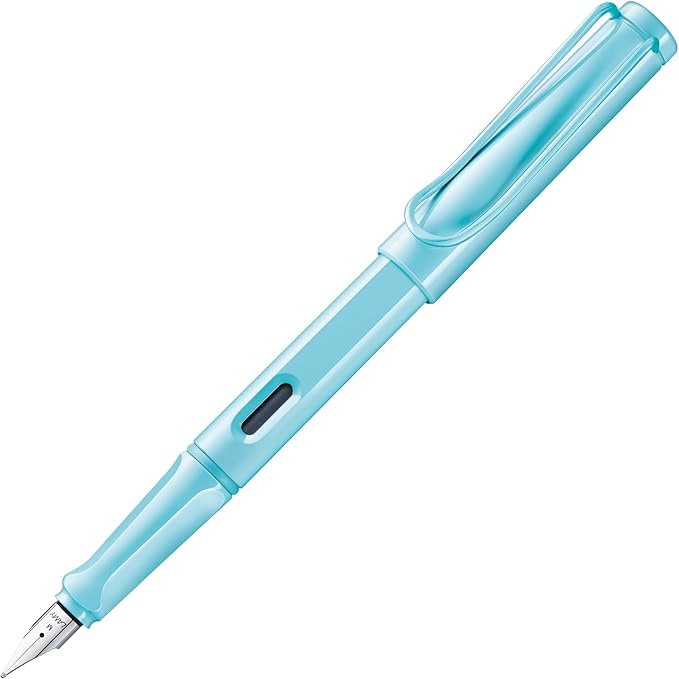 LAMY safari aquasky - Fountain Pen with ergonomic grip & polished steel nib in size EF - ideal for any Writing & Calligraphy - including LAMY T 10 blue cartridge - Right-Handed