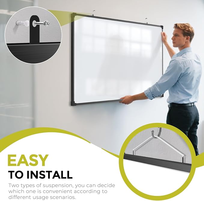 MaxGear Magnetic Dry Erase White Board, 36 X 24 Inches Double Sided Whiteboard, Black Aluminum Frame White Board for Wall, Hanging Planner Board with 2 Dry Erase Markers for School Office Home