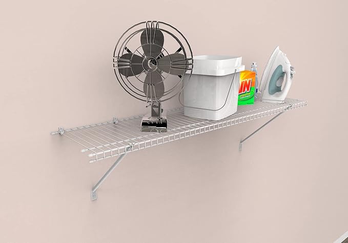 ClosetMaid Wire Shelf Kit with Hardware, 4 Ft. Wide, for Pantry, Closet, Laundry, White Vinyl Finish
