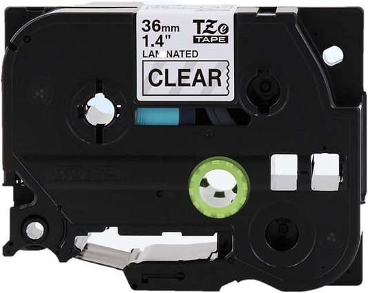 Brother P-Touch TZe-M65 White Print on Matte Clear Label Tape 1.4” (36mm) Wide x 26.2’ (8m) Long