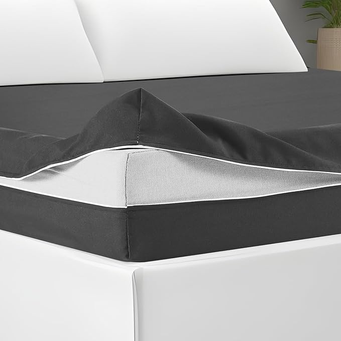 Zippered Mattress Fitted Protector Deep Mattress Encasement Soft Zipper Fitted Sheet Microfiber Bed Sheet Cover for Bed (Dark Gray,Twin XL,12-16in)
