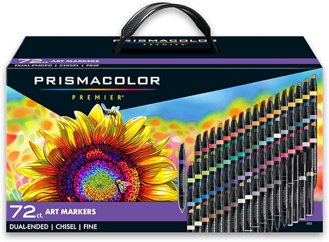 Prismacolor Premier Dual-Ended Art Markers Alcohol Marker Set 72 Count - Assorted Colors Perfect for Adult Coloring Drawing Art Supplies Bible Study Supplies