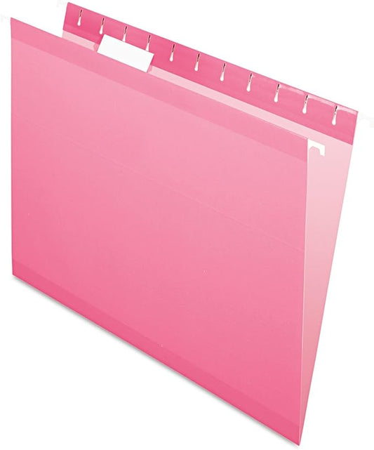 Pendaflex Reinforced Hanging File Folders, Letter Size, Pink, 1/5 Cut, 25/BX (4152 1/5 PIN) (Pack of 10)