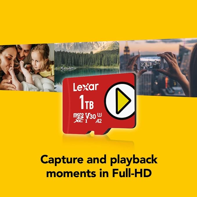 Lexar 1TB (2-Pack) Play Micro SD Card w/SD Adapter, UHS-I, C10, U3, V30, A2, Full HD, Up to 160/100 MB/s, Expanded Storage for Nintendo-Switch 1, Gaming, Smartphones, Tablets (LMSPLAY001T-B2ANU)