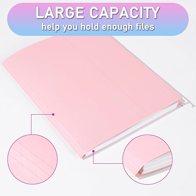 30pcs Hanging File Folders,Decorative Hanging Folder,Letter Size with 1/5-Cut Adjustable Tab Durable 10 Color Assorted for Filing Cabinet Drawer Desk Office Home