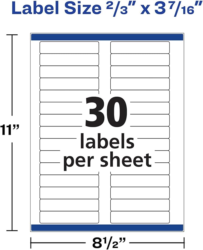 Avery File Folder Labels with TrueBlock Technology, Permanent Adhesive, 2/3" x 3-7/16", Laser/Inkjet, 4-Pack, 150 Labels Total (08593)