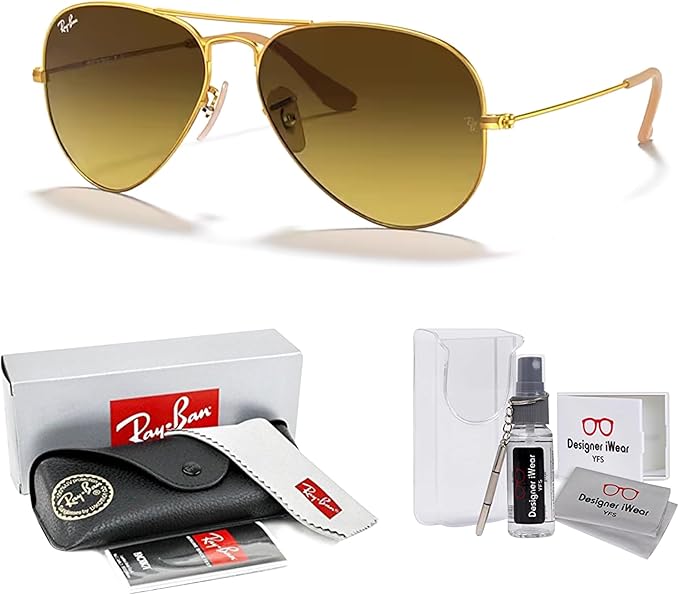 Ray-Ban RB3025 Metal Aviator Sunglasses For Men For Women +BUNDLE with ACCESSORY EYEWEAR KIT