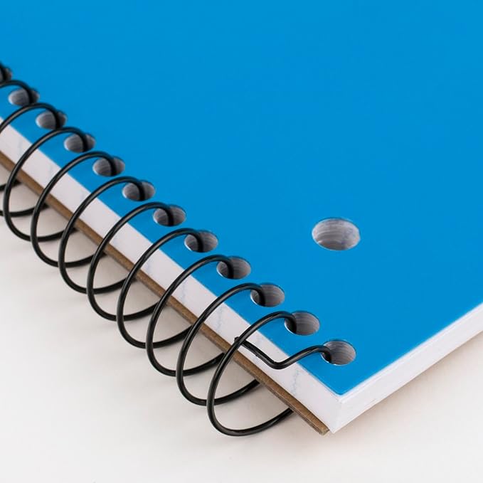 Mead Spiral Notebooks, 1 Subject, Wide Ruled Paper, 8" x 10-1/2", 100 Sheets, Assorted Colors, 5 Pack (930093)