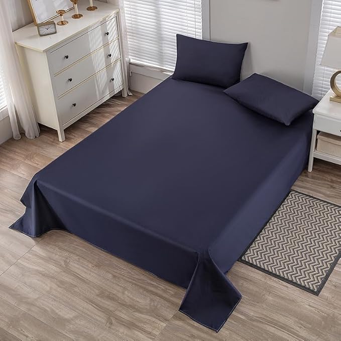 WenBags Lightweight Waterproof Flat Sheet 90 * 98 Inches King Size - Mattress Protector for Bed & Couch, Pet Hair Resistant Cover Ideal for Dogs & Cats, Perfect for Hotels & Hospitals (Navy Blue)