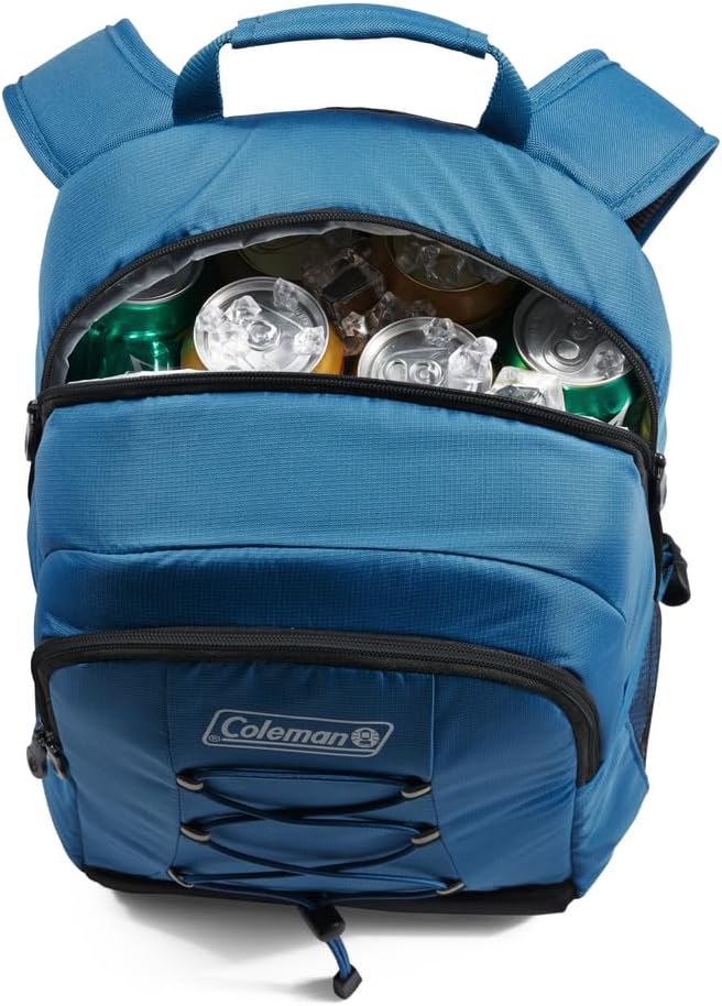 Coleman Chiller Insulated Backpack Cooler, Leakproof 28-Can Backpack Cooler with 12+ Hour Ice Retention, Made with Recycled Materials, Great for Beach, Camping, Hiking, Tailgates, Groceries, & More