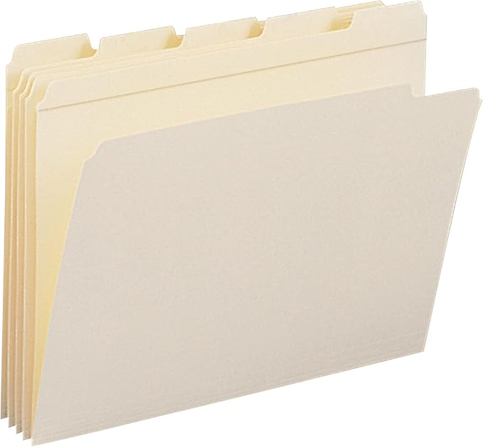 Smead File Folder, Reinforced 1/5-Cut Tab, Assorted Positions, Letter Size, Manila, 100 per Box (10356)
