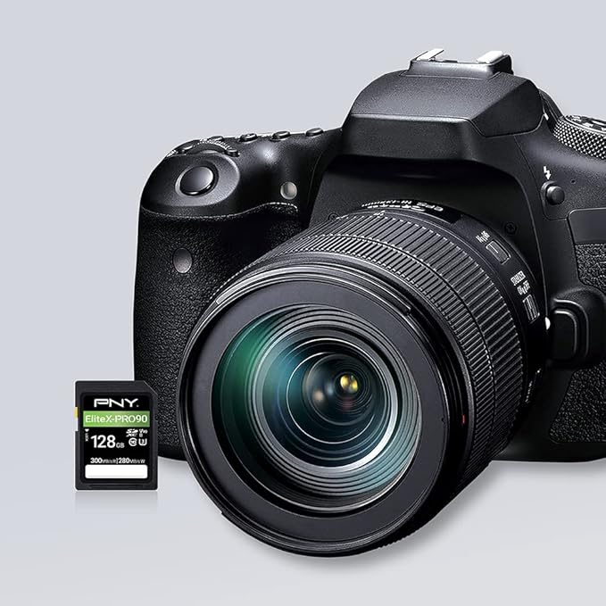 PNY 128GB EliteX-PRO90 UHS-II SDXC Memory Card – R300MB/s W280MB/s, U3, V90, 8K UHD, Full HD, UHS-II for Professional Photographers & Content Creators, DSLR, Mirrorless Cameras, Advanced Video Cameras