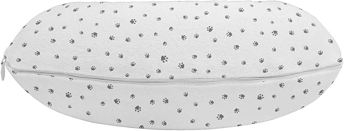 Ambesonne Dog Lover Travel Pillow Neck Rest, Foot Prints of an Animal Pet Canine Marks Abstract Nature Themed Illustration, Memory Foam Traveling Accessory for Airplane and Car, 12", Grey White