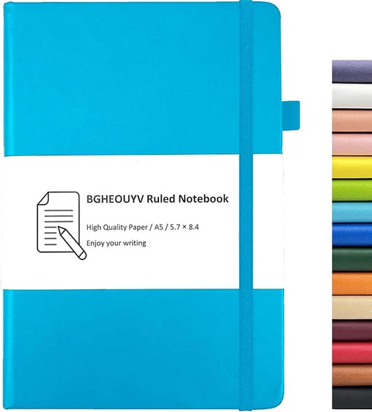Notebook Journal, College Ruled Notebook Lined A5 160 Pages,Hard Cover Journals for Writing, Notebooks for Work Office School Women Men,5.7 inches x 8.4 inches(Light Blue)