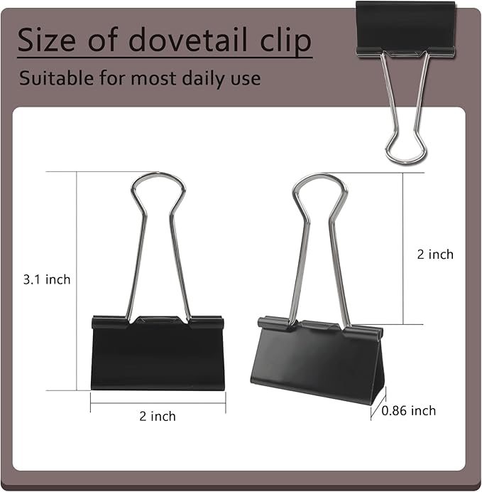 DSTELIN Extra Large Binder Clips, 2-Inch, 15 Pack (51mm Width) - Big Paper Clamps with 0.8-Inch (20mm) Capacity, Black, Ideal for Office Supplies.