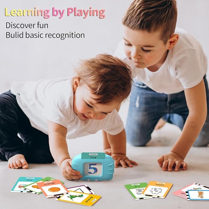 Spanish English Bilingual Learning Toys, ABC Talking Flash Cards with 520 Sight Words, Autism Pocket Speech Toys, Toddler Toys for 2 3 4 5 6 Year Old, Valentine's Day Birthday Gift, Blue