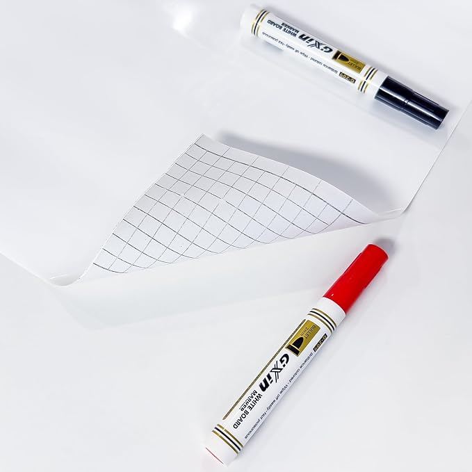 White Board Paper with 2 Markers, Large Dry Erase Contact Paper, Peel and Stick Whiteboard Sticker, Self-Adhesive White Board Roll Wallpaper for Office/Home/Drawing (35.4"×78.7")
