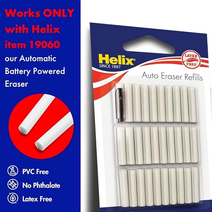 Helix 19071 Automatic Eraser Refills, Pack of 30