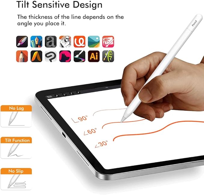 Stylus Pencil Pro Pen for iPad 2024-2025, Tilt Function&Palm Rejection, Stylus Pencil Pro for 2018-2025, White EMR Digital Stylus Marker Plus, Remarkable 2 Marker Plus Alternative