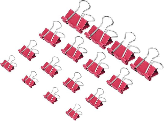 130 Pack Red Binder Clips Assorted Sizes, Large Medium Small Mini 4 Sizes Mix, Paper Clamps Metal Paper Clips Set for Office School Home Business Supplies