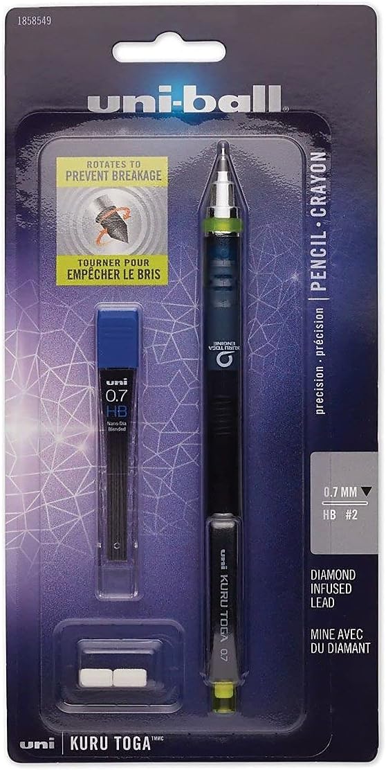 uniball Kuru Toga Mechanical Pencil Starter Kit, 0.7mm HB#2, 1 Pack