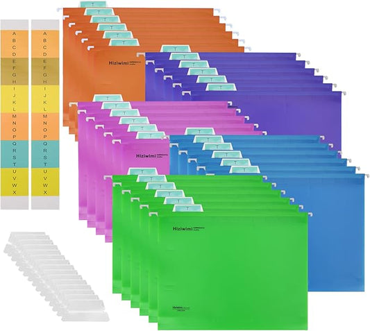 60 Pcs PP Hanging File Folders Letter Size,Hanging Folders with Tabs,File Folders for Filing Cabinet Hanging Files for Bulky Files,Medical Charts,Office AMD School Desktop File Storage