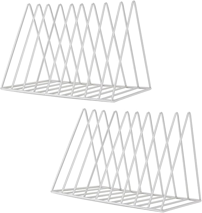 Sooyee 2 Pack 9 Slot White Magazine Holder,Desktop File Sorter Organizer Triangle Bookshelf Decor Home Office