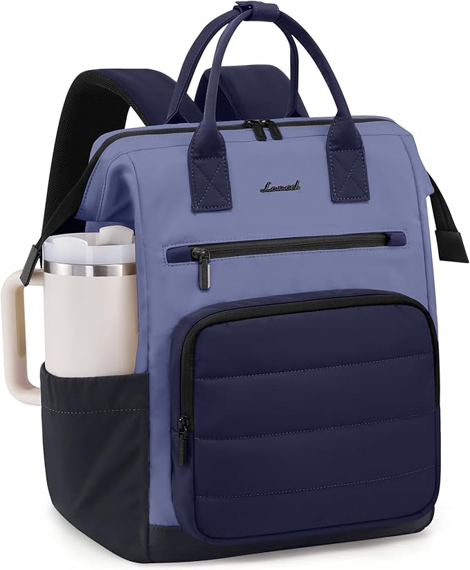 LOVEVOOK Puffer Laptop Backpack for Women, 17 Inch Work Backpack purse for Nurse Teacher, College Bookbag Personal Item Travel Bag Computer Daypack for Daily Commute