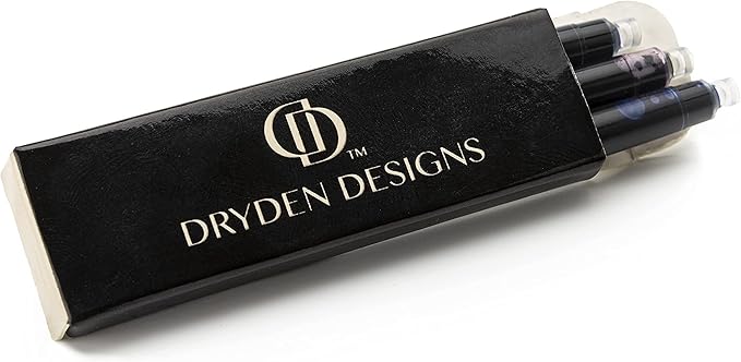 Dryden Designs Fountain Pen. Medium Nib Premium Box | 6 Ink Cartridges Included (Emerald Green)