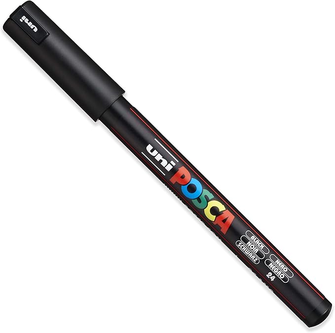 Posca - Ultra Fine to Fine Paint Marker Pens Set - PC-1MR, PC-1M, PC-3M - Black Ink - Pack of 3