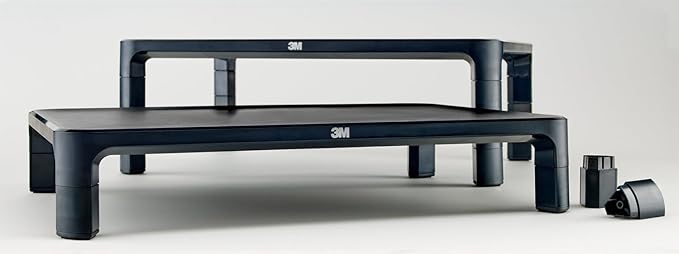 3M Adjustable Monitor Stand for Monitors and Laptops, Three Leg Segments Simply Adjust Height from 1.7" to 5.5", Holds up to 20 lbs, 13.6 in Clearance Between Legs for Storage, Black (MS85B)