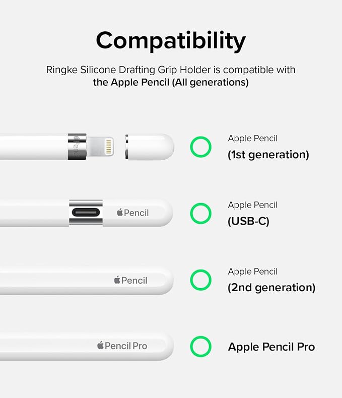 Ringke Silicone Drafting Grip Holder Compatible with Apple Pencil 2nd Generation, Apple Pencil USB-C and Apple Pencil Pro Case, Perfect Grip Silicone Protective Cover Sleeve Accessories - Pink Sand