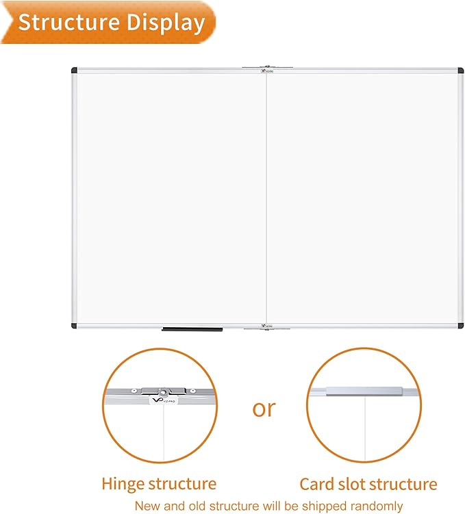 VIZ-PRO Magnetic Dry Erase Board, 72 X 40 Inches, Foldable Wall-Mounted Whiteboard with Silver Aluminum Frame & Marker Tray for School Office and Home