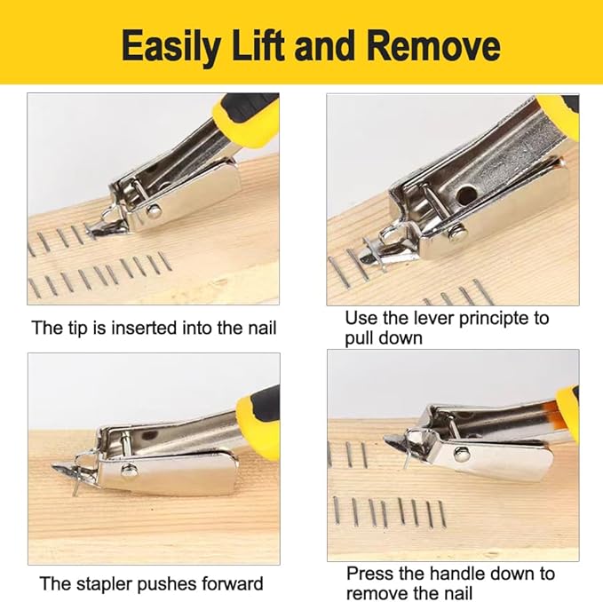 2Pcs Staple Remover Heavy Duty Upholstery Staple Puller Tool with Ergonomic Handle for Furniture Floor Wooden Case Carton Photo Frame（Yellow）