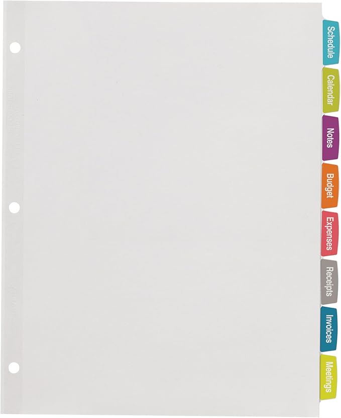 Avery Big Tab Printable White Label Dividers for 3 Ring Binders, 8 Tabs per Set, White, Great for Office Supplies, School Supplies, Organizing, and More (4 Sets of 14433)