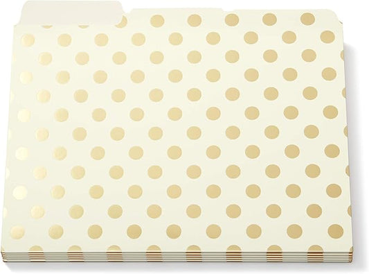Kate Spade New York File Folder Set of 6, Letter Size Filing Organizers, Gold Dot