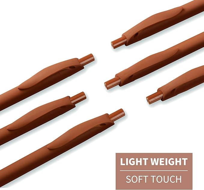 deegtran 100 Pack No Bleed Brown Barrel Click Pens, Wholesale Retractable Ballpoint Pens, Medium Point, Smooth Ink, 1.0MM Black Ink