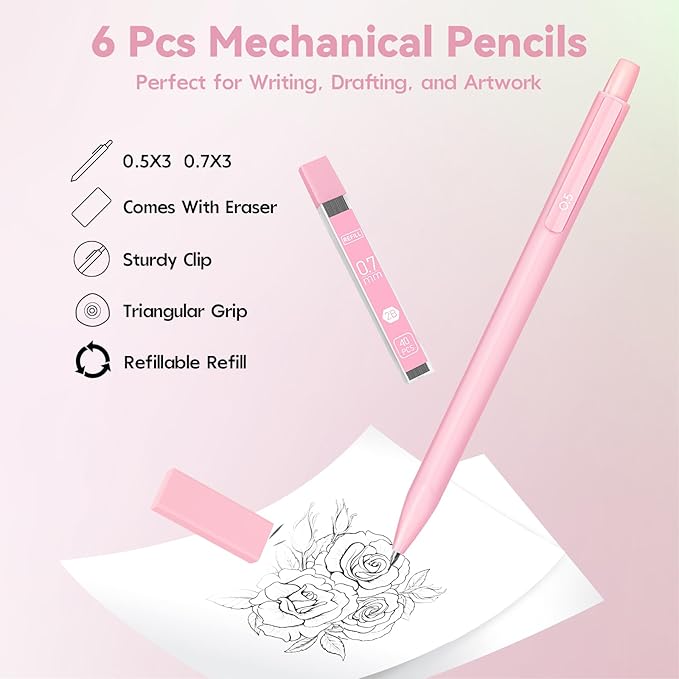 52 PCS Aesthetic School Supplies with Cute Pencil Case, Stationery Essentials with Pens Pencils and Pastel Highlighters Set, College Back to School Supplies for Teen Girls, Office Supplies - Green