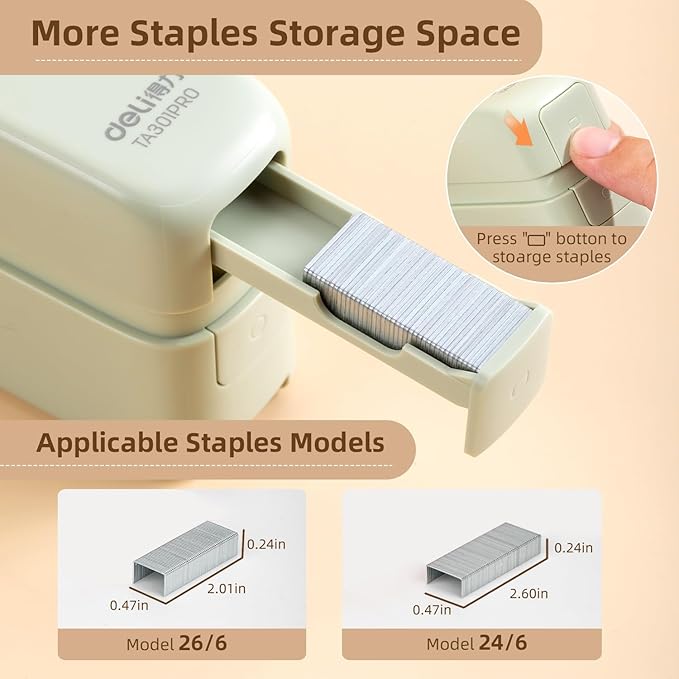 deli Stapler, Desktop Staplers with Integrated Staple Remover, 45 Sheet Capacity Office Stapler, Green