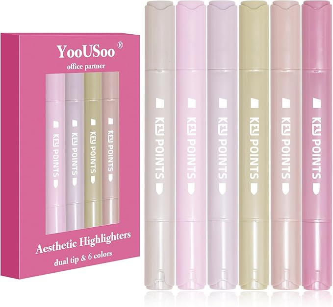 YOOUSOO Aesthetic Bible Highlighters, Cute Highlighters Assorted Colors, Bible Highlighter No Bleed, Pastel Pink Highlighter for Journaling Supplies And School, Valentines Day Gifts for Women & Girl