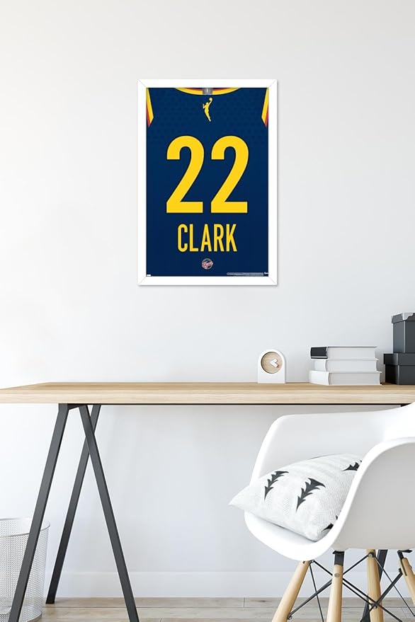 WNBA Indiana Fever - Caitlin Clark Jersey Wall Poster, 22.4L" x 14.7W", White Framed Version