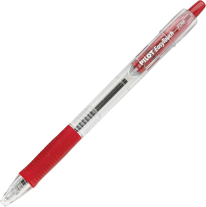 PILOT EasyTouch Refillable & Retractable Ballpoint Pens, Fine Point, Red Ink, 12-Pack (32212)