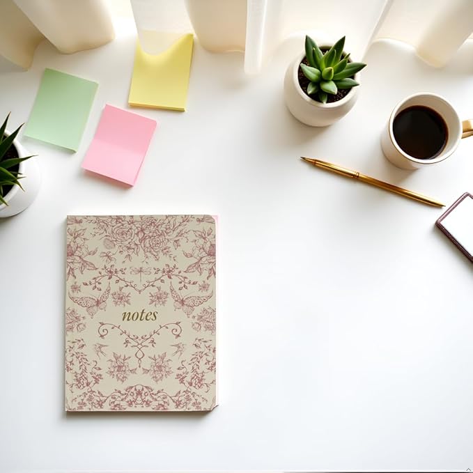 Pearhead Hardcover Journal Notebook 6x8 – Red Toile Botanical Dragonfly Print College-Ruled Writing Journal with 200 Lined Pages for Notes, Work & Journaling