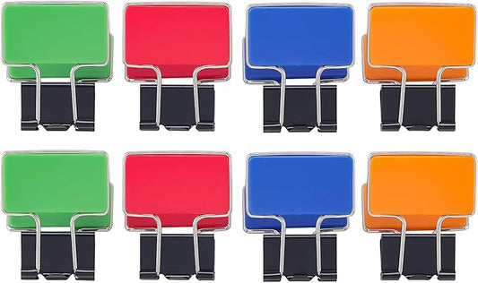 Retangle Medium Paper Clips，Binder Clips, Easy Grip, Assorted Color, Office Supplies，8 Pcs/Set