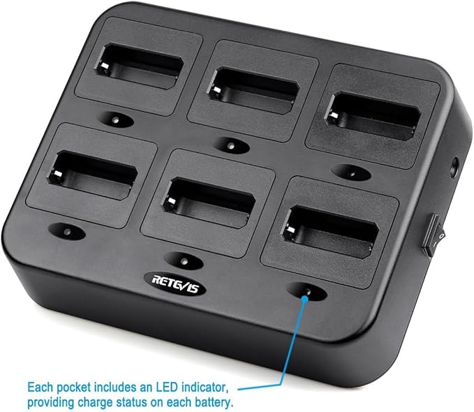 Retevis RT22 Walkie Talkie Charger, Six-Way Charger, Multi Unit Charging Station, Compatible with Retevis RT22 RT22S RB19 RB19P RB39 RB39P Walkie Talkie (1 Pack)